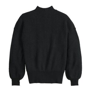 Popsugar Black Balloon Sleeve Funnel Neck Ribbed Sweater New With Tags